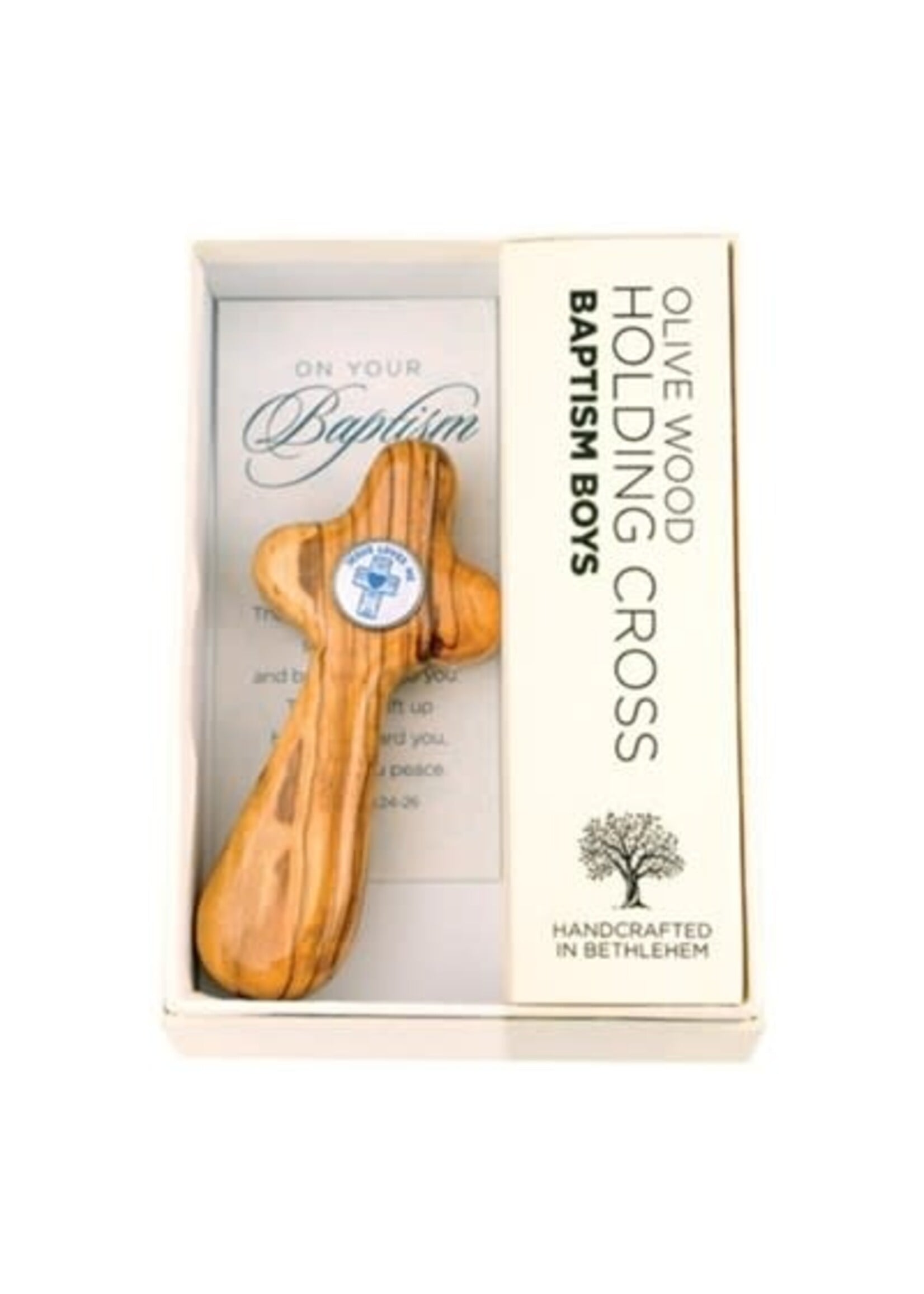 Olive Wood Baptism Cross - Boy