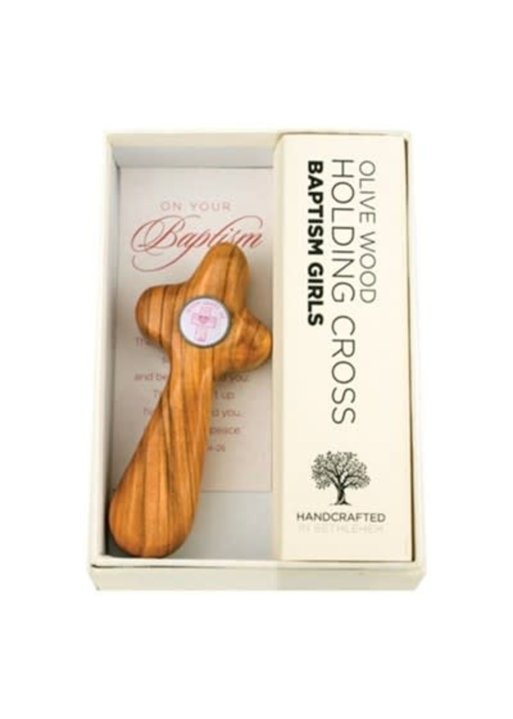 Olive Wood Baptism Cross - Girl