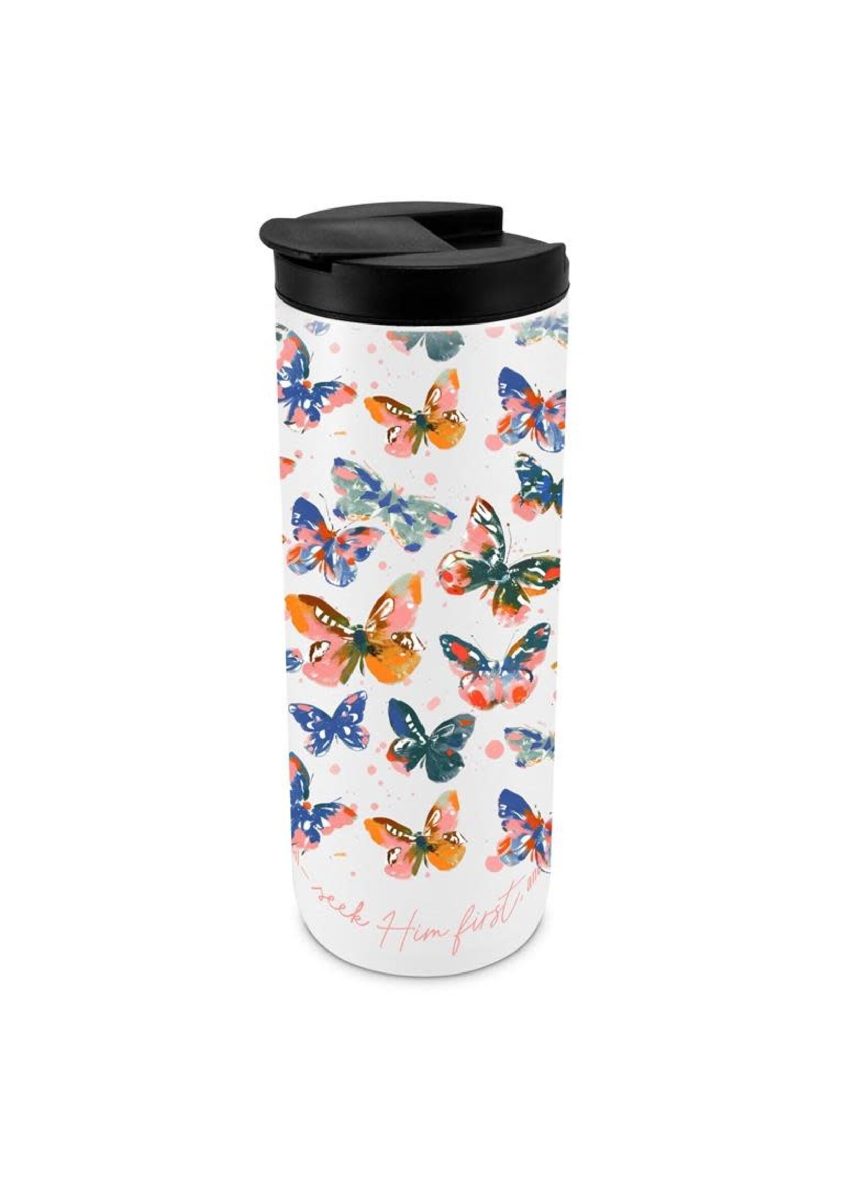 Tumbler Trust God Butterflies White 20Oz