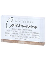 My First Communion Tabletop Glass Plaque -  John 6:35