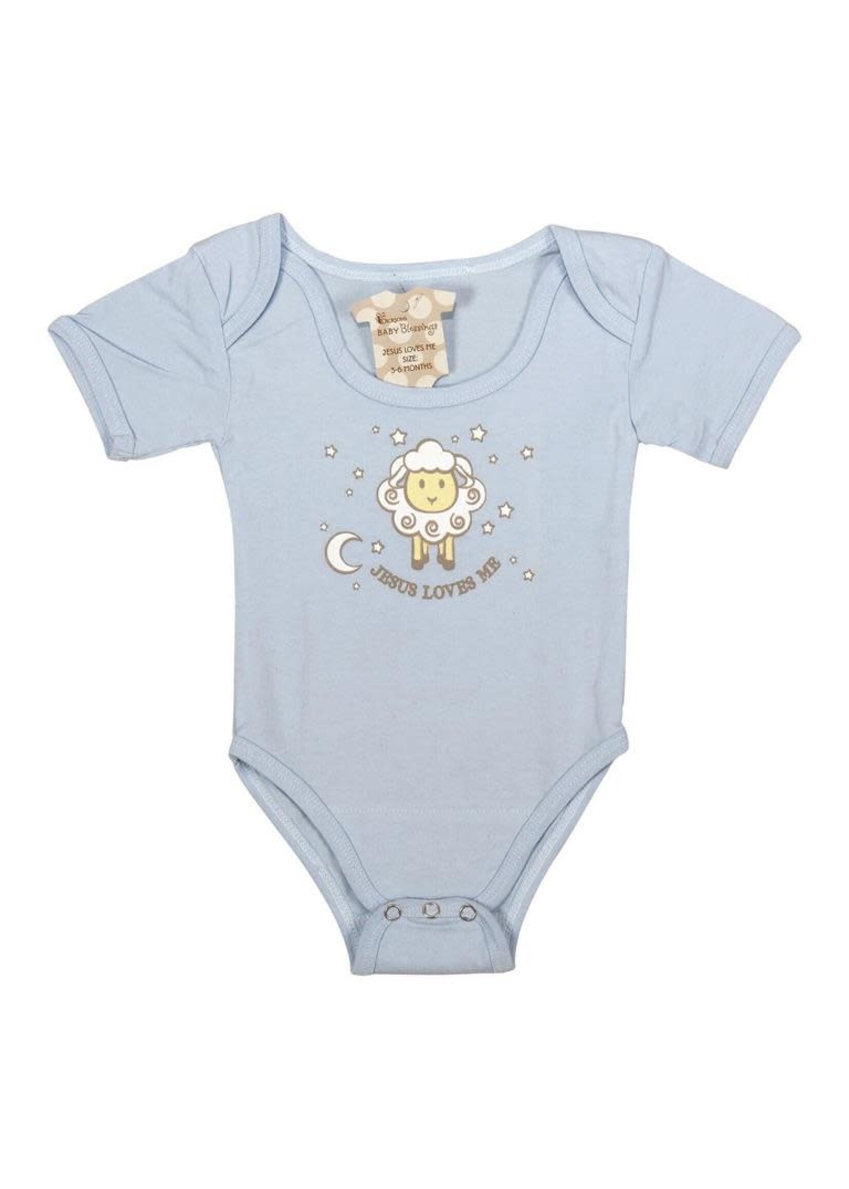 Blue Jesus Loves Me Baby shirt 3-6MO