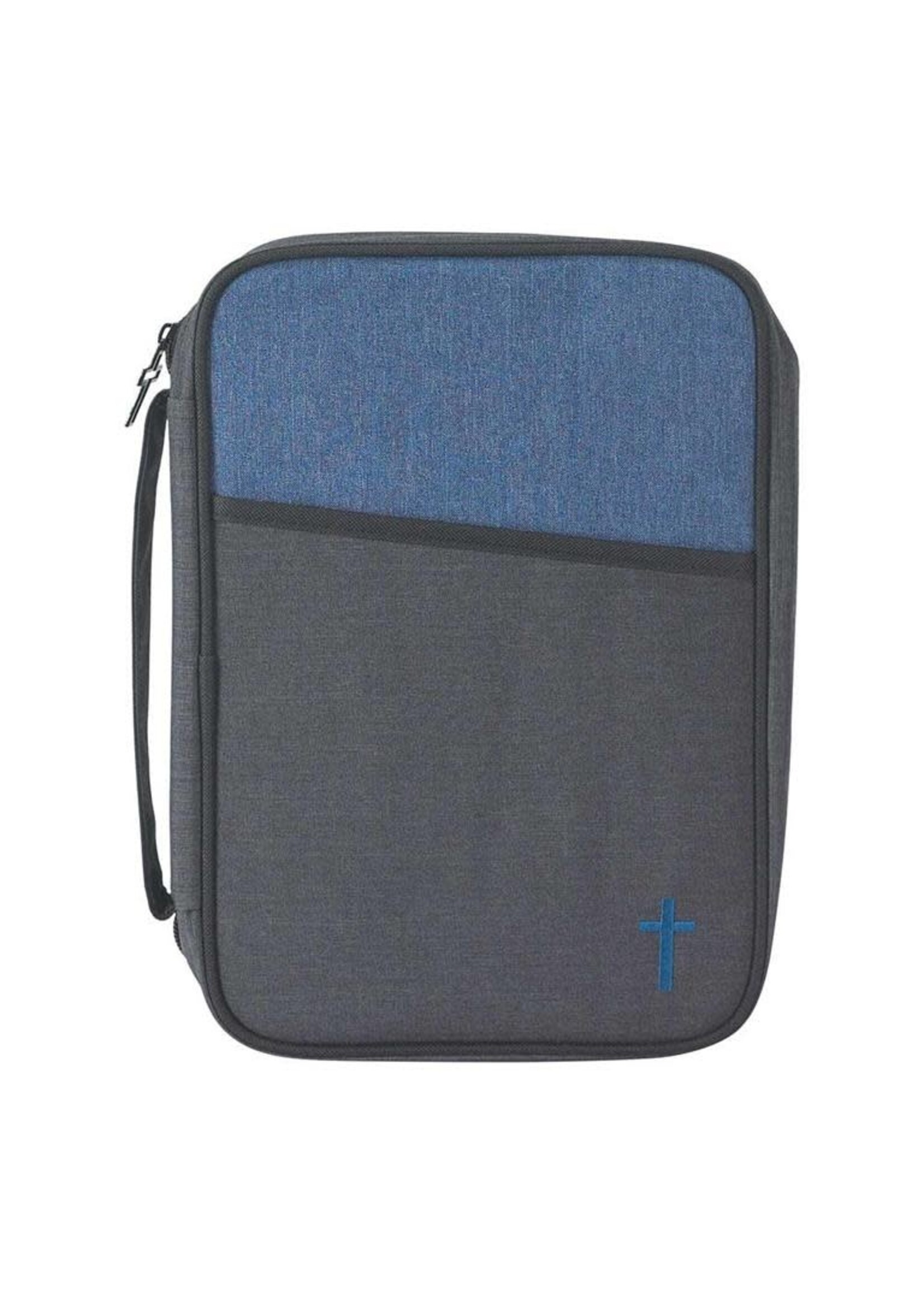 Blue And Black Cross Two Tone Bible Cover - Large Print size