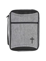 Heather Black Corner Cross Bible Cover- Large print size