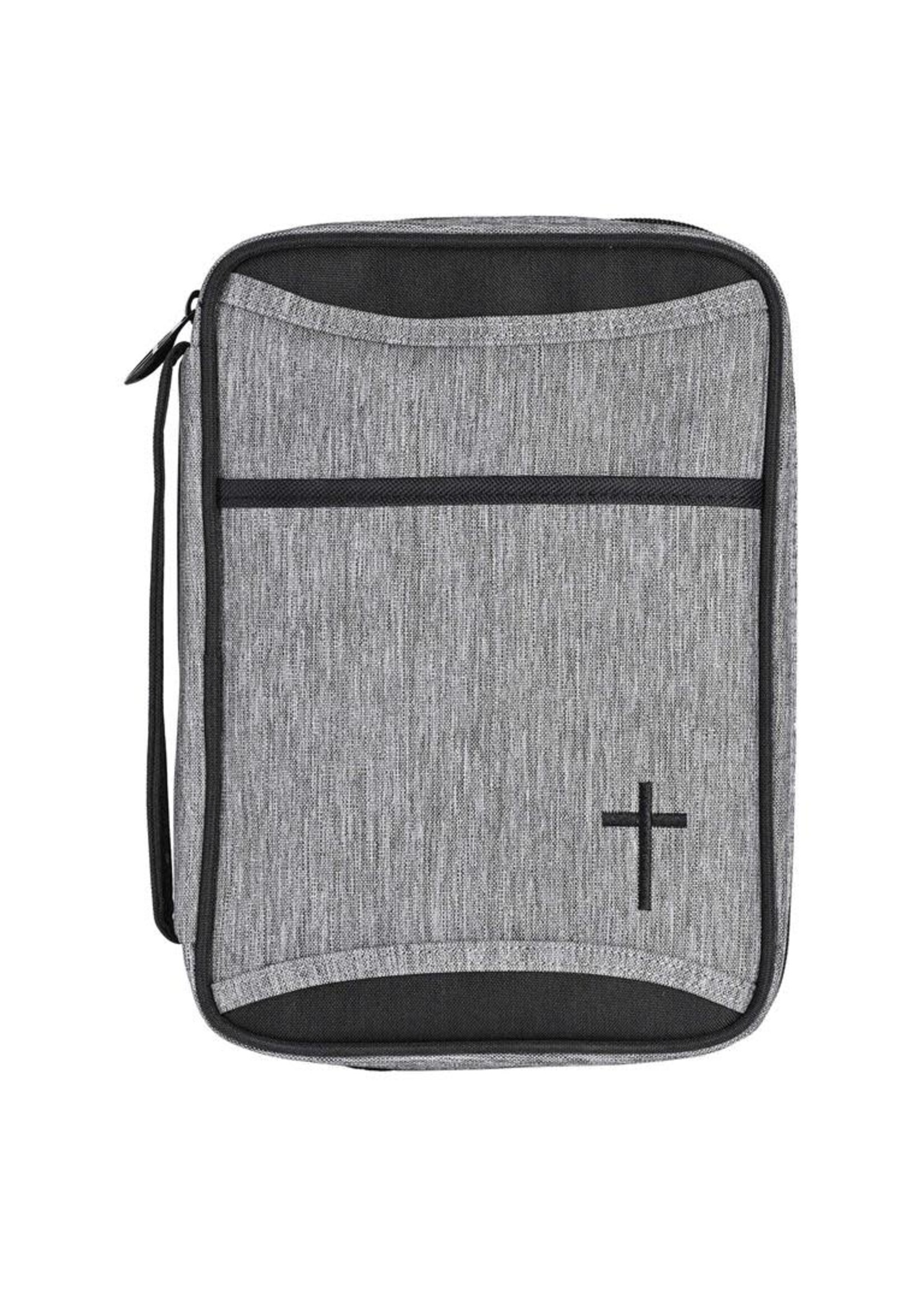 Heather Black Corner Cross Bible Cover- Large print size