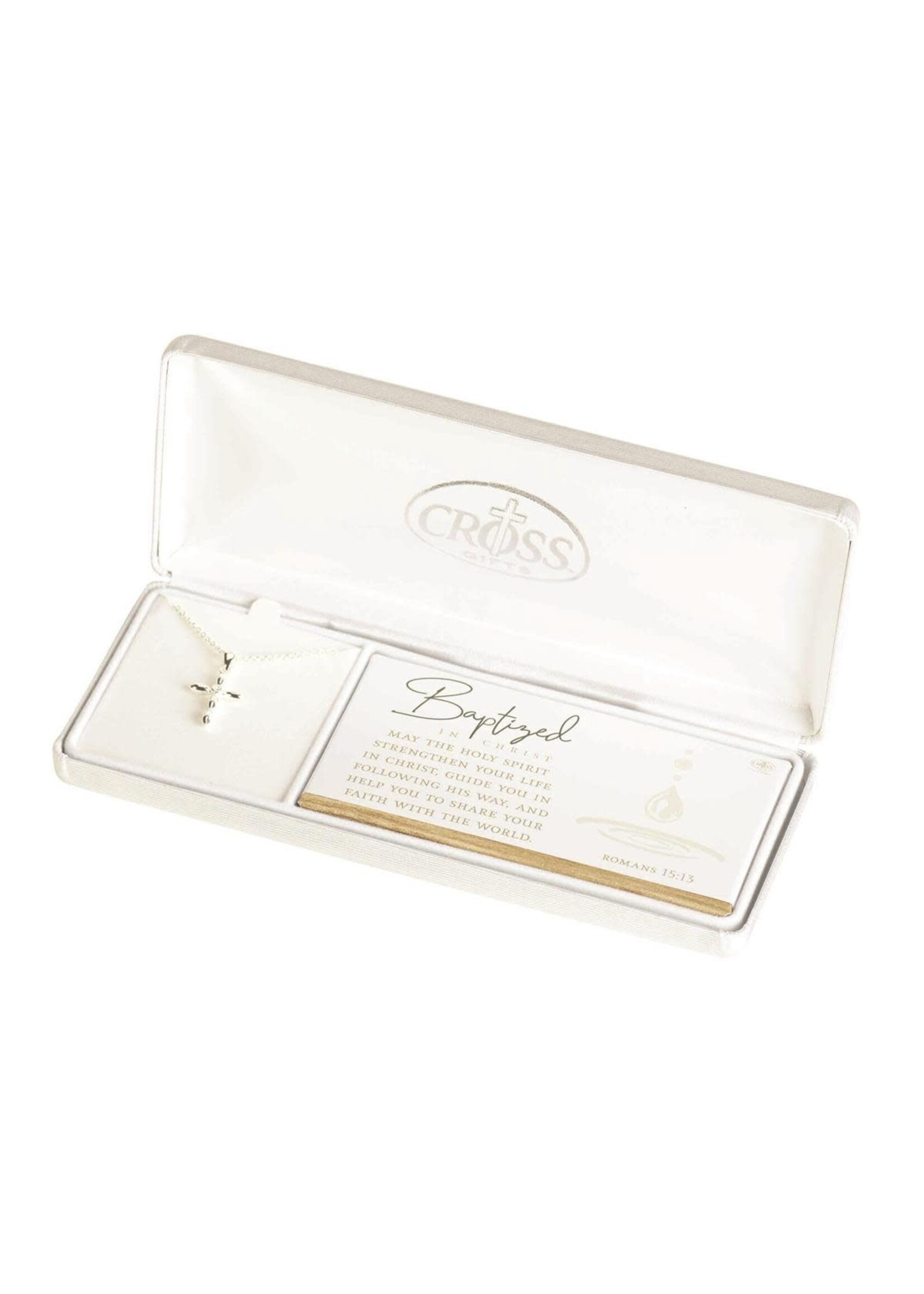 Women's Baptism Necklace - Petal Cross