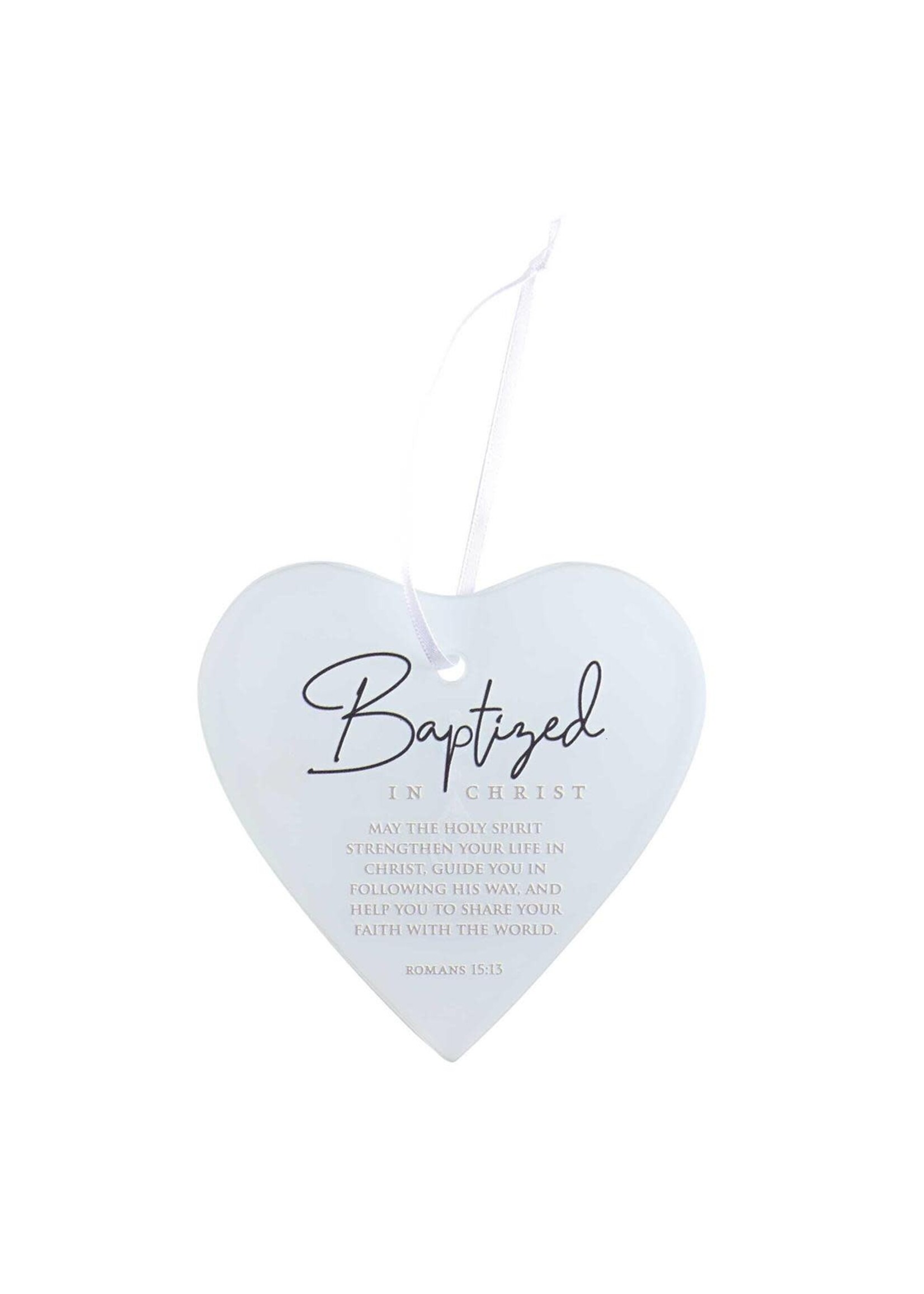 Baptism Glass Heart Ornament