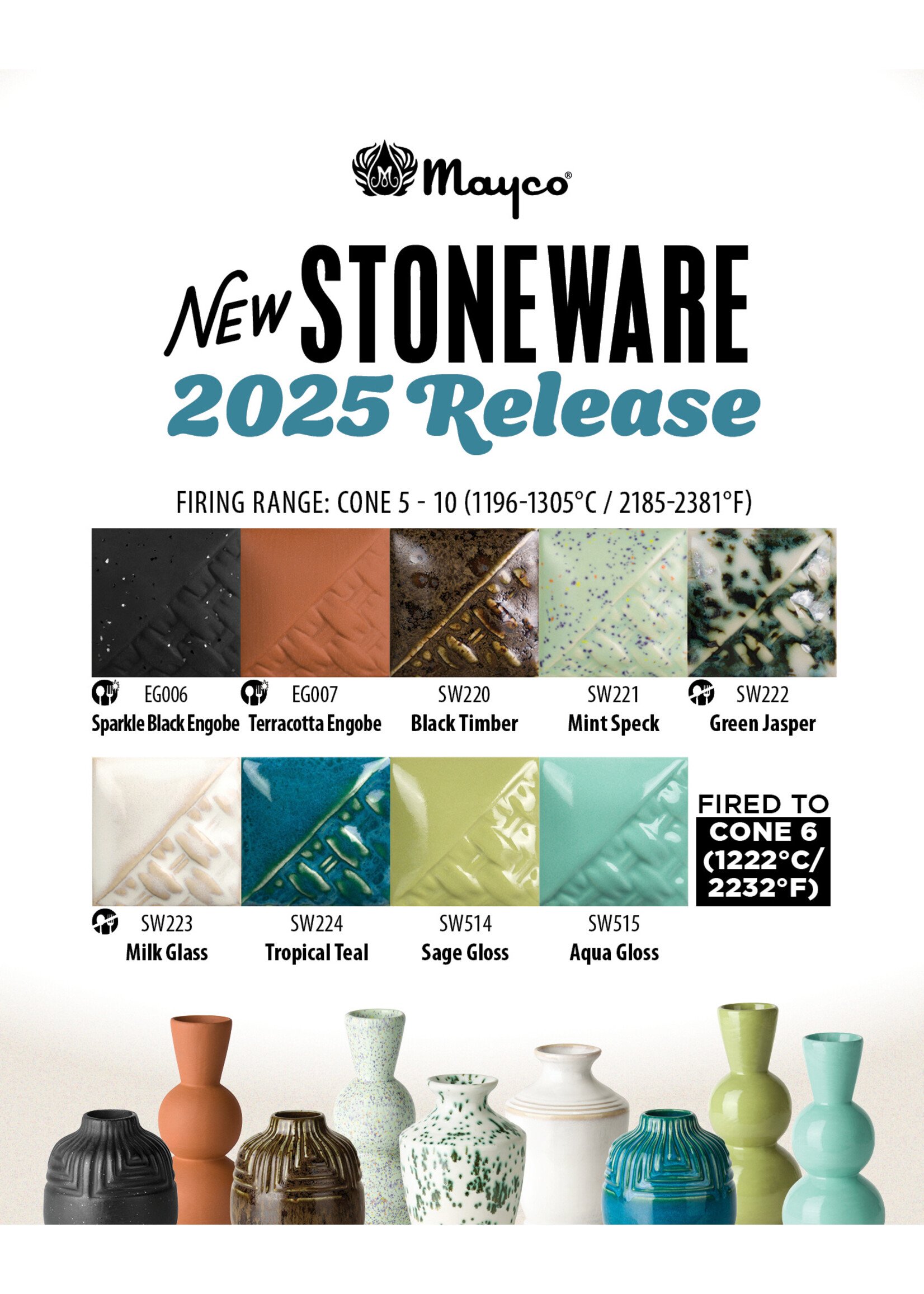 Mayco Coloramics 2025 Stoneware Sample Kit - 4oz