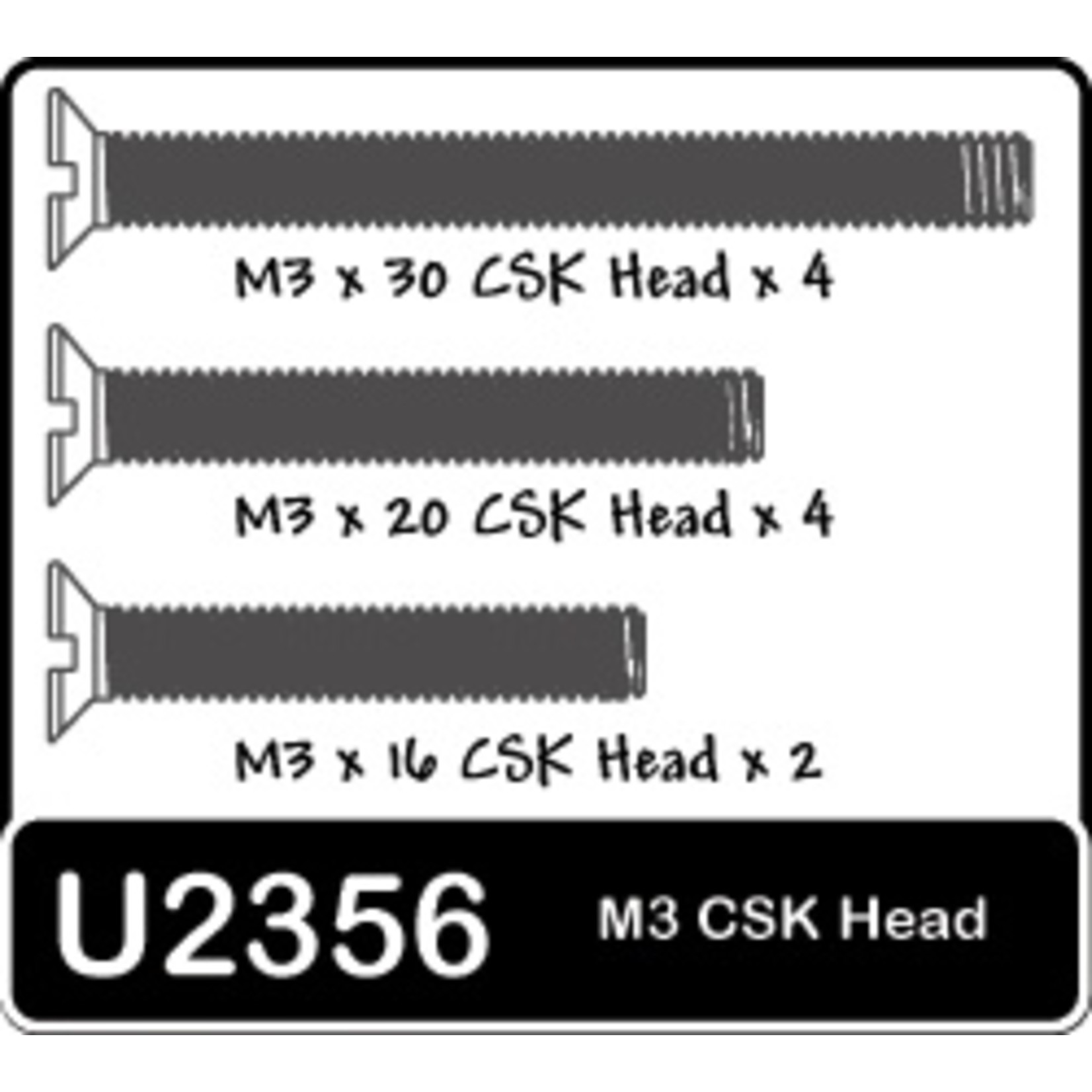 Schumacher Schumacher U2356 SPEED PACK - M3x16-30 Csk Screws (pk12)