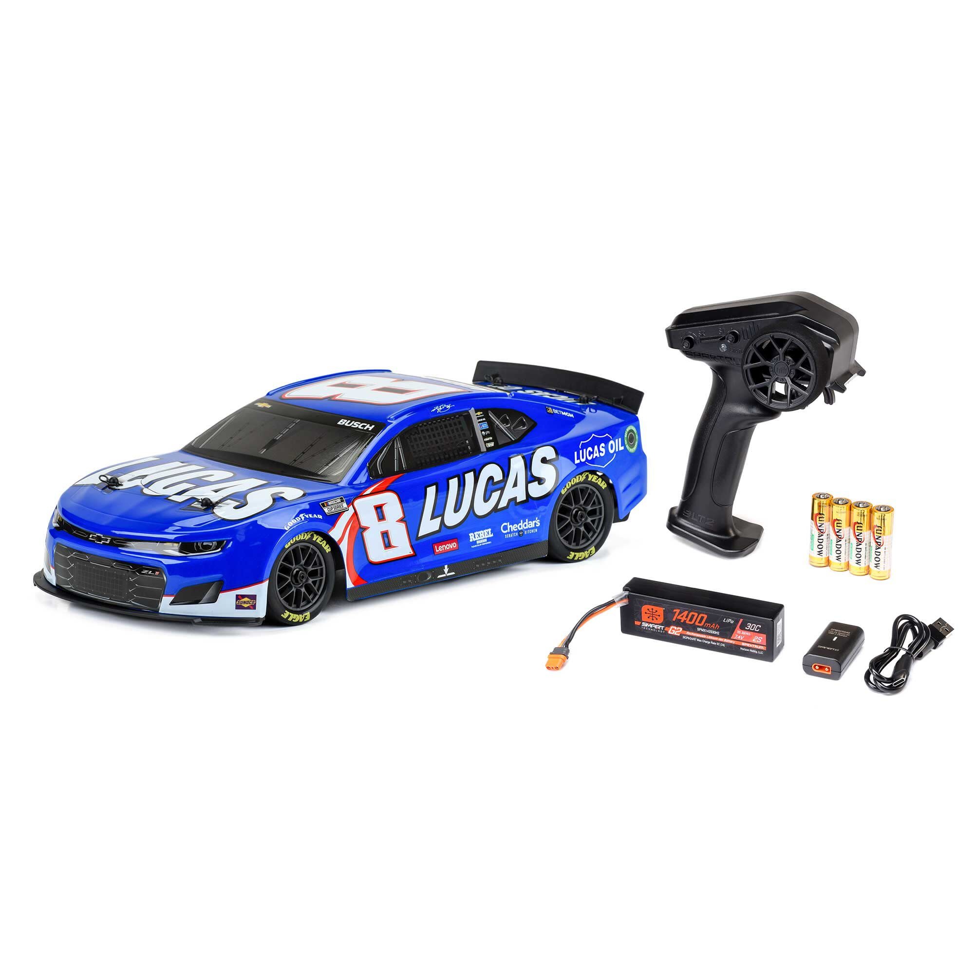 Losi 1/12 AWD NASCAR RTR, Kyle Bush #8 Lucas Oil 2024 Chevy Camaro