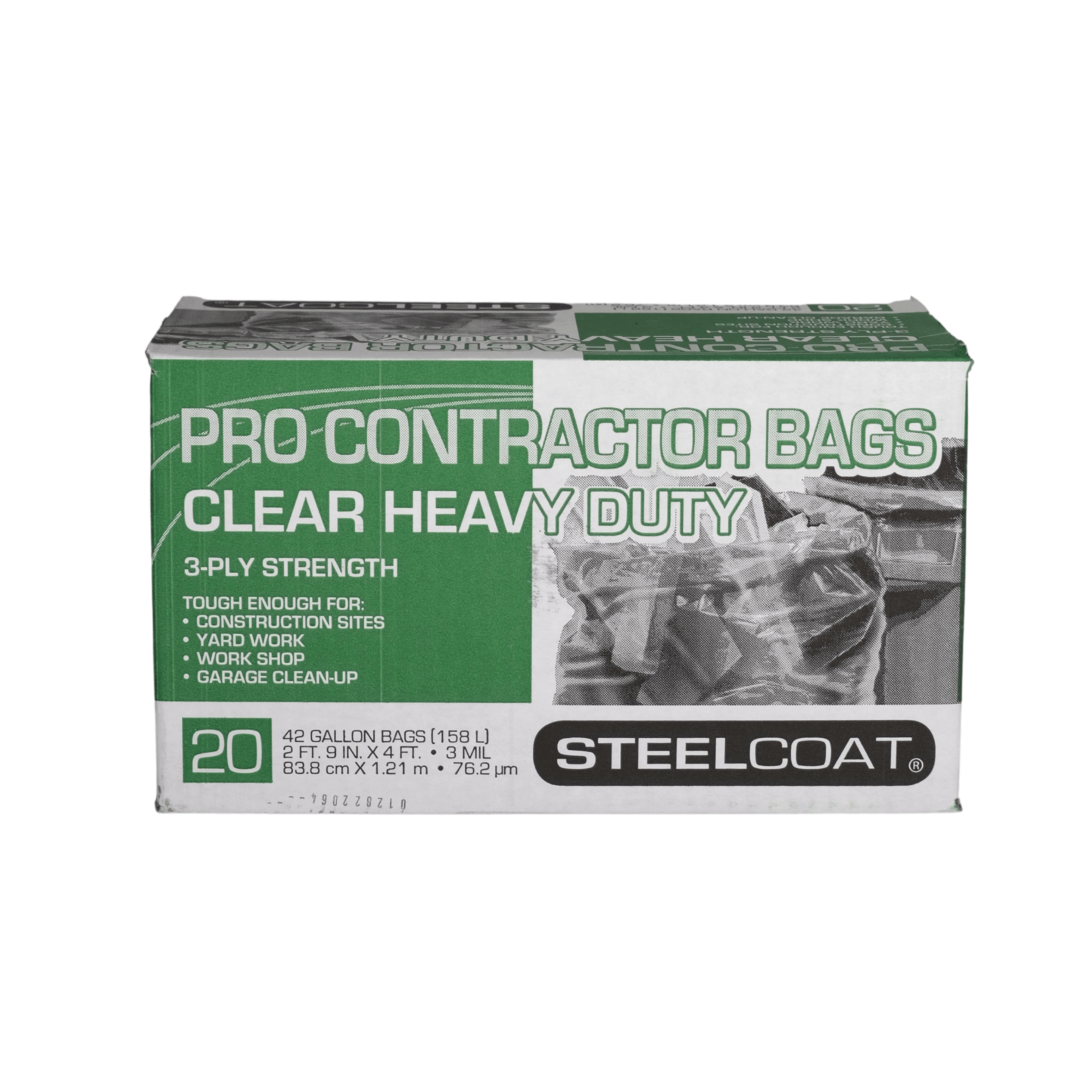 SteelCoat SteelCoat - Contractor Trash Bags - 42 gallon 20ct - Clear