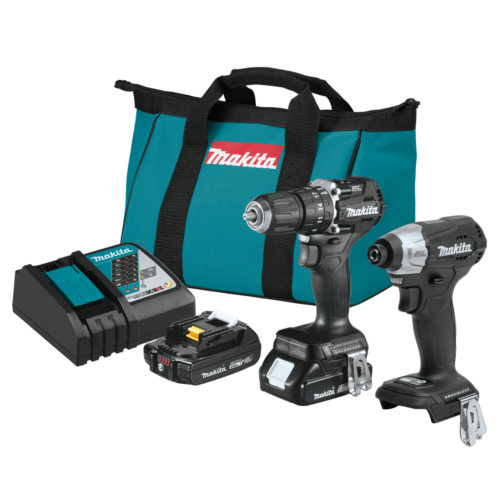 Makita Makita 18V LXT Lithium‑Ion Sub‑Compact Brushless Cordless 2pc Combo Kit (2Ah) (CX205RB)