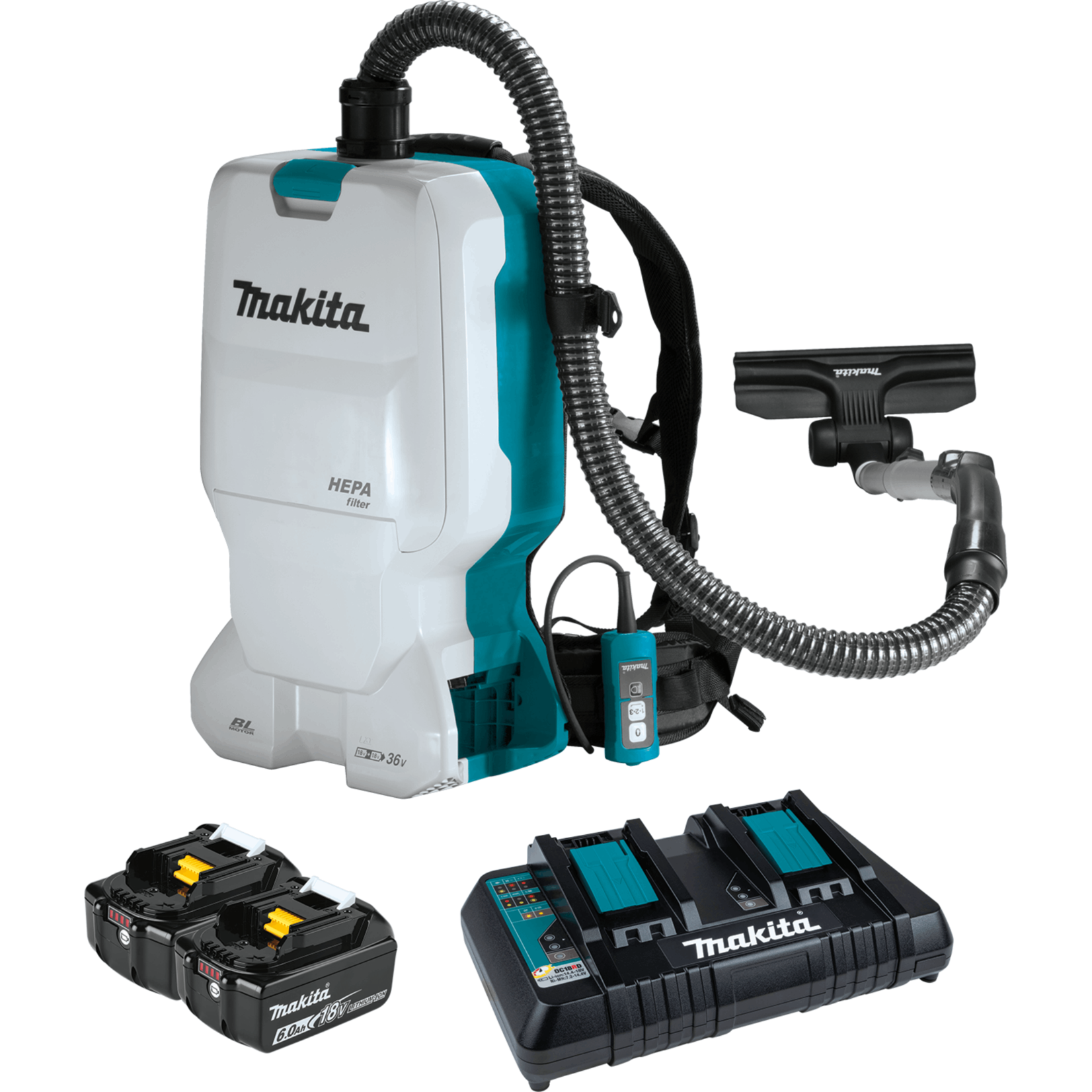 Makita Makita 36V (18Vx2) LXT Brushless 1.6 Gallon HEPA Filter Backpack Dry Vacuum (6.0Ah)