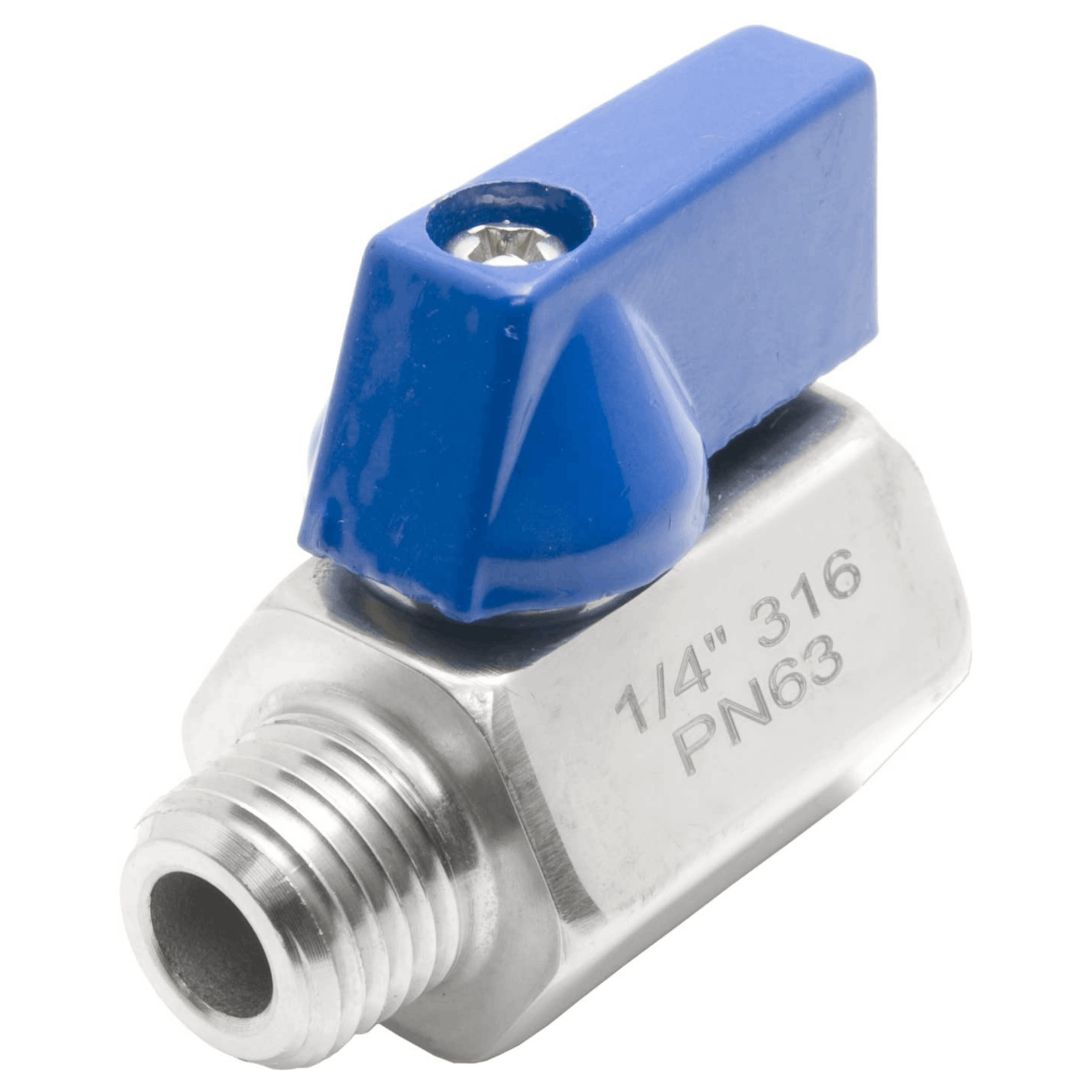 Damtech 1/4" Stainless Steel (316) Mini Ball Valve - F x M NPT