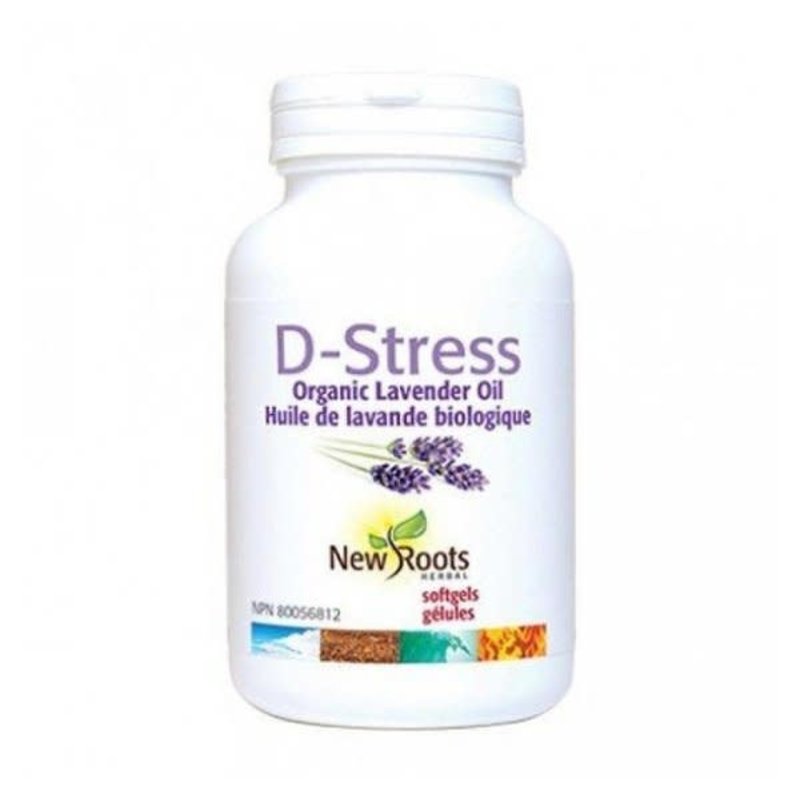 New Roots Herbal D-Stress Organic Lavender Oil 60 softgels