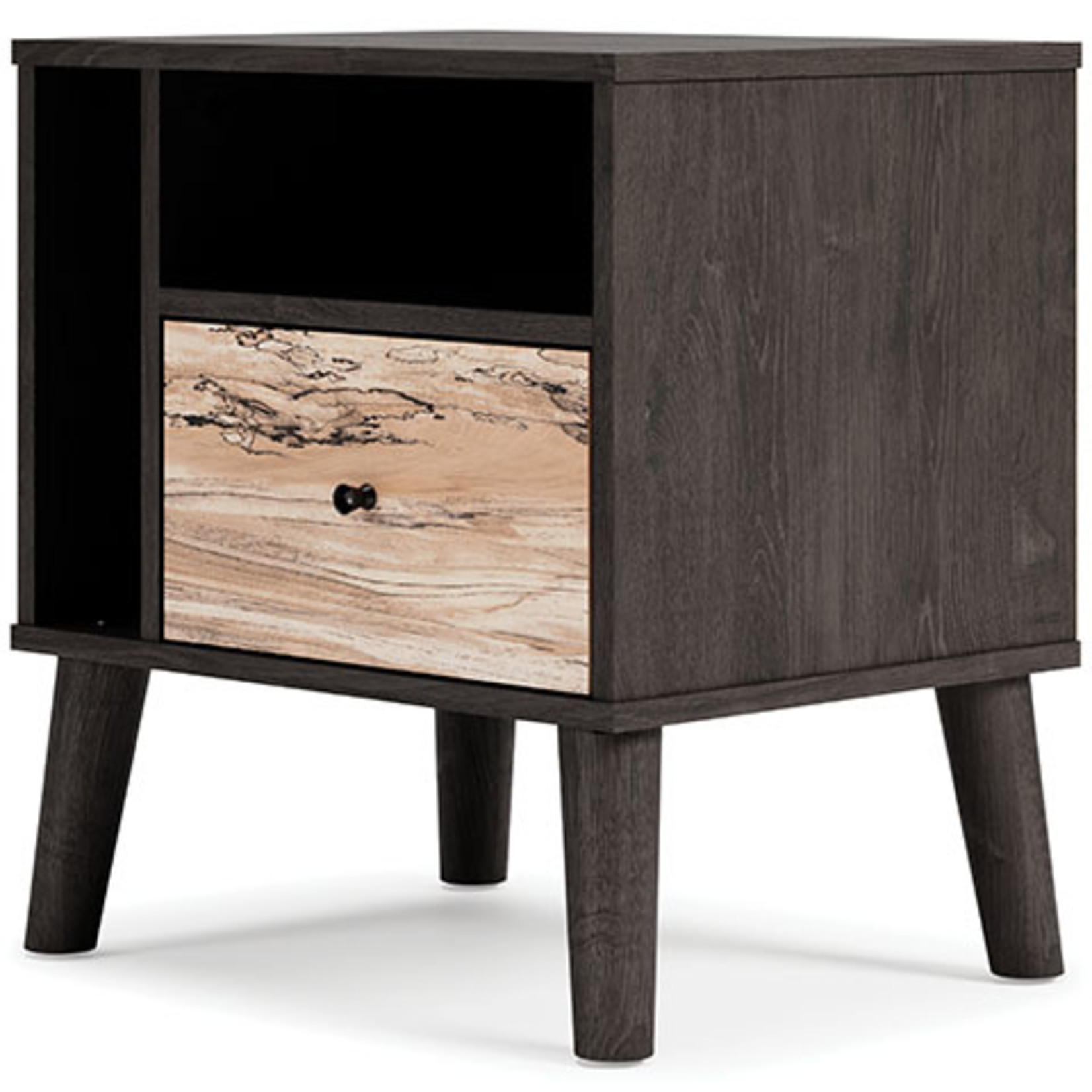 ASHLEY FURNITURE PIPERTON TWO TONED BLACK BROWN NIGHT STAND BY ASHLEY