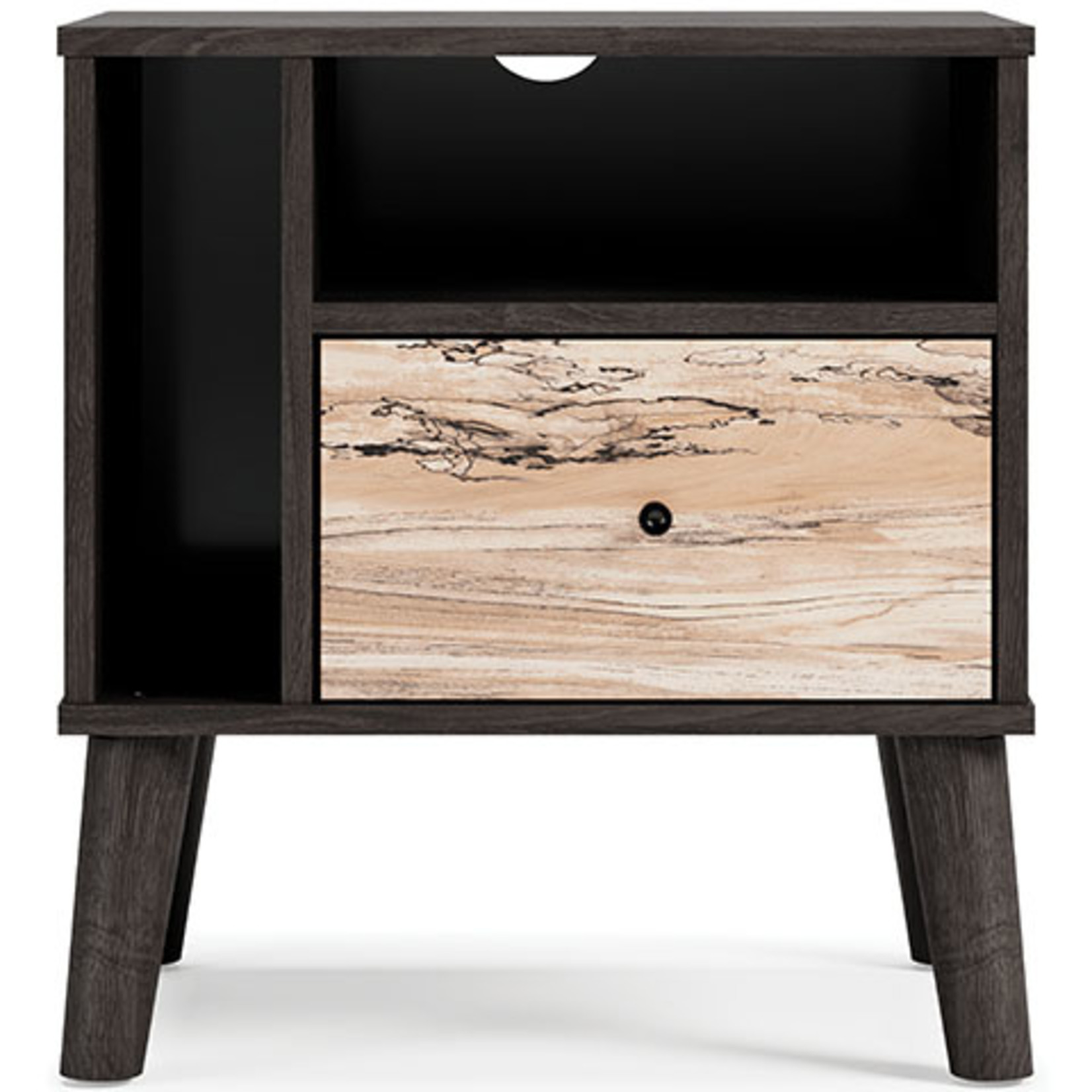 ASHLEY FURNITURE PIPERTON TWO TONED BLACK BROWN NIGHT STAND BY ASHLEY