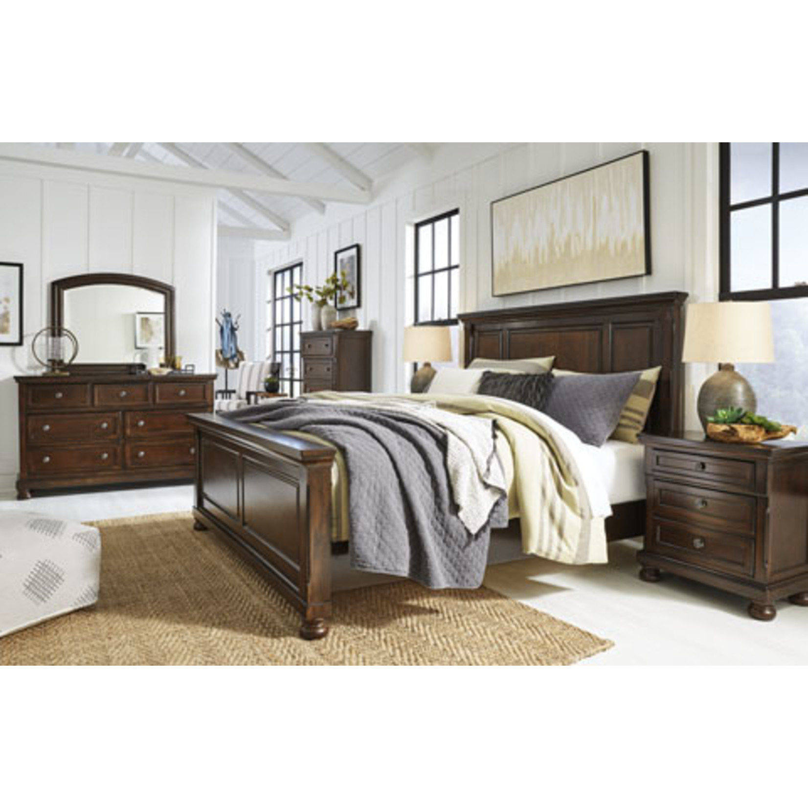 ASHLEY FURNITURE PORTER RUSTIC QUEEN PANEL HEADBOARD ONLY BY ASHLEY