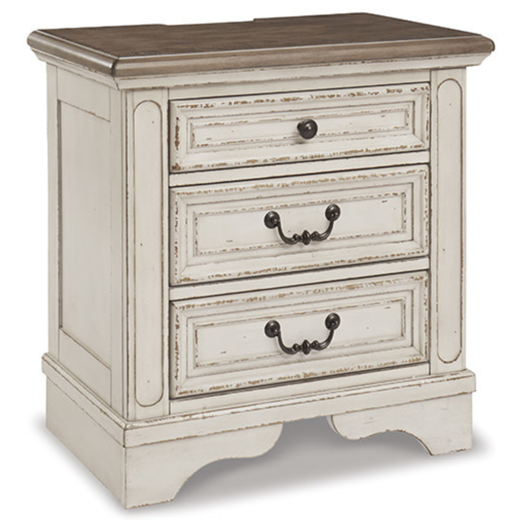 ASHLEY FURNITURE REALYN THREE DRAWER ANTIQUE WHITE NIGHT STAND BY ASHLEY