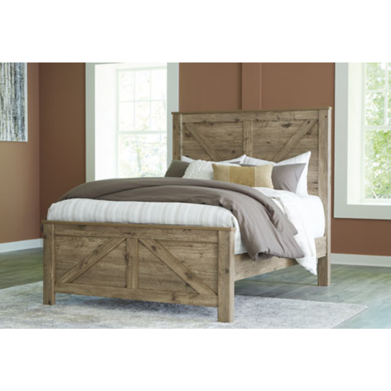 ASHLEY FURNITURE SHURLEE QUEEN 3PC CROSSBUCK PANEL BED BY ASHLEY