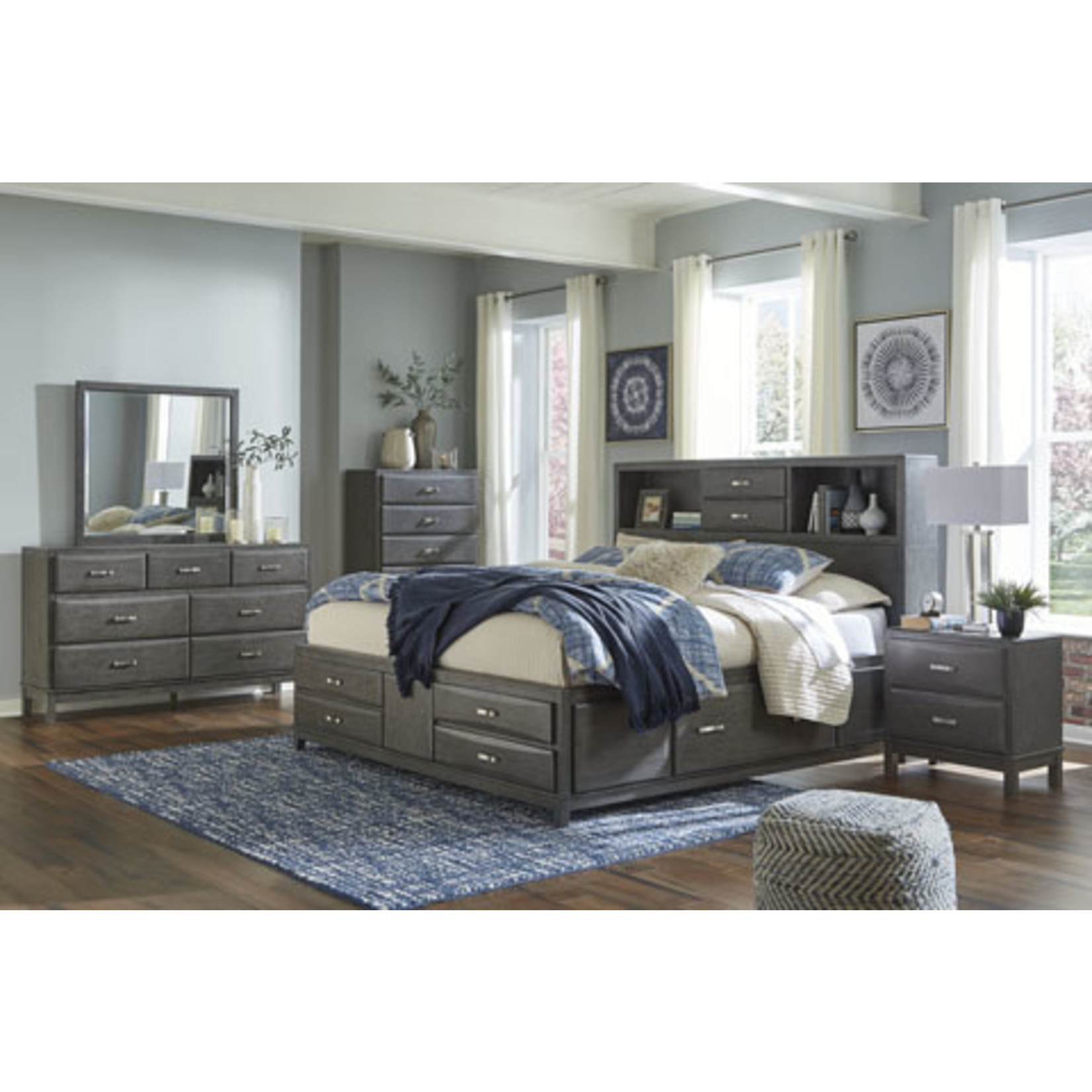 ASHLEY FURNITURE CAITBROOK FULL STORAGE BED WITH 7 DRAWERS BY ASHLEY (3boxes)