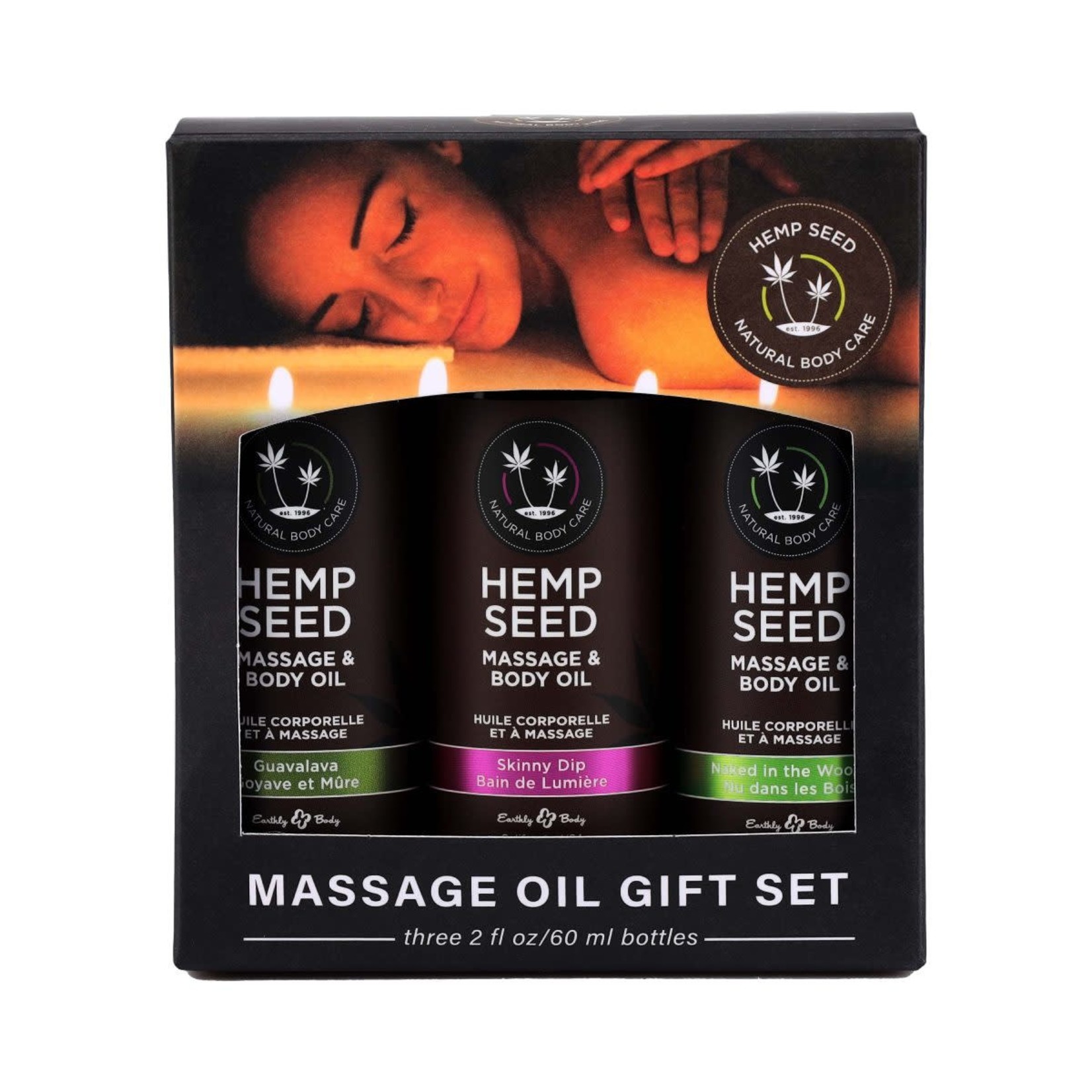 EARTHLY BODY Hemp Seed Massage Oil Trio Gift Set (three 2 fl oz)