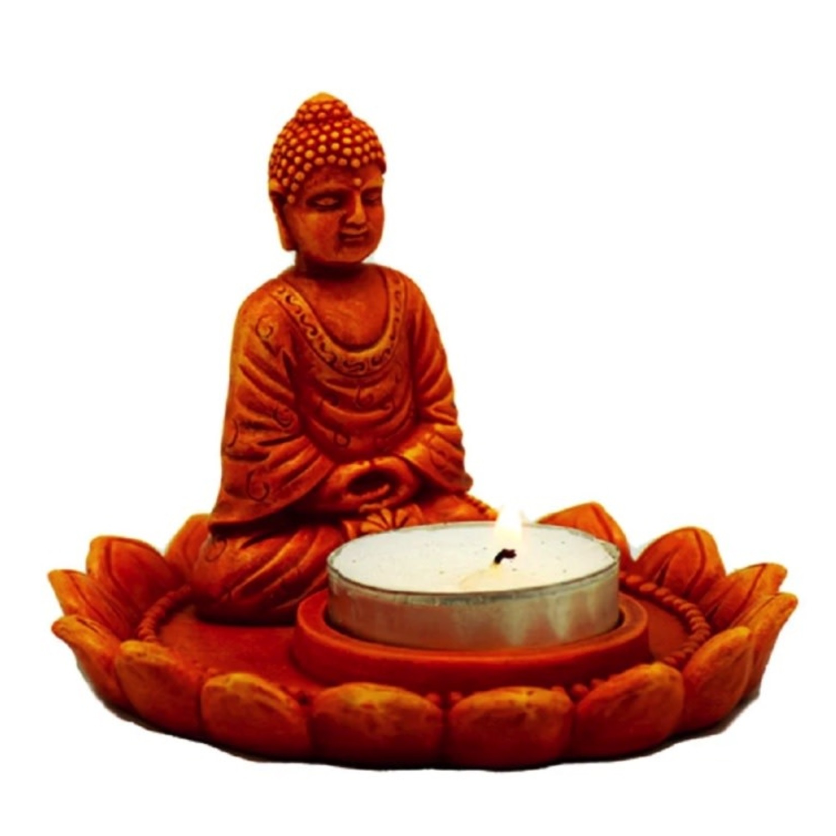 FANTASY GIFTS Orange Buddha Incense/ Candle Holder #2991