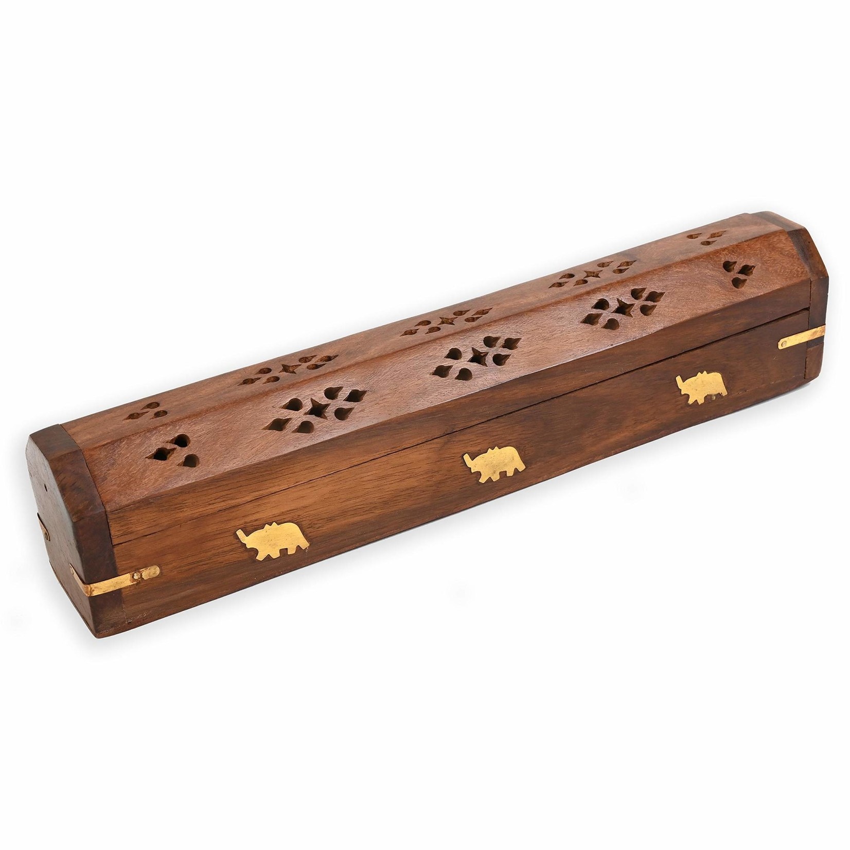 INCENSE BURNER WOODEN COFFIN BOX CANDLE TIME