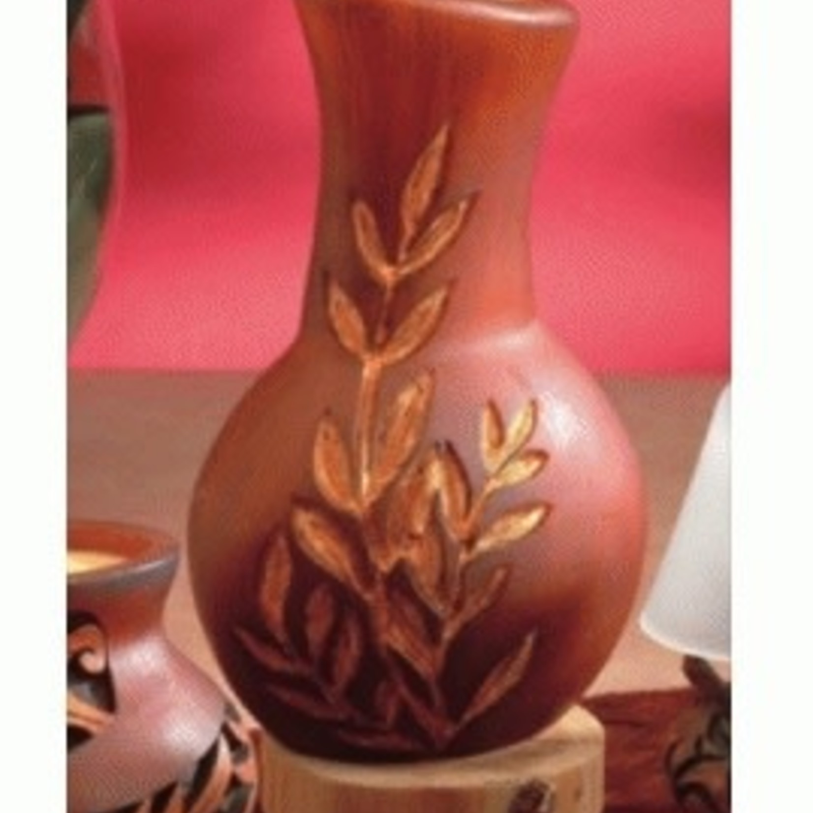 House of Zog Inc. HOZ 9"H Vase w/ Embossed Leaf Candle