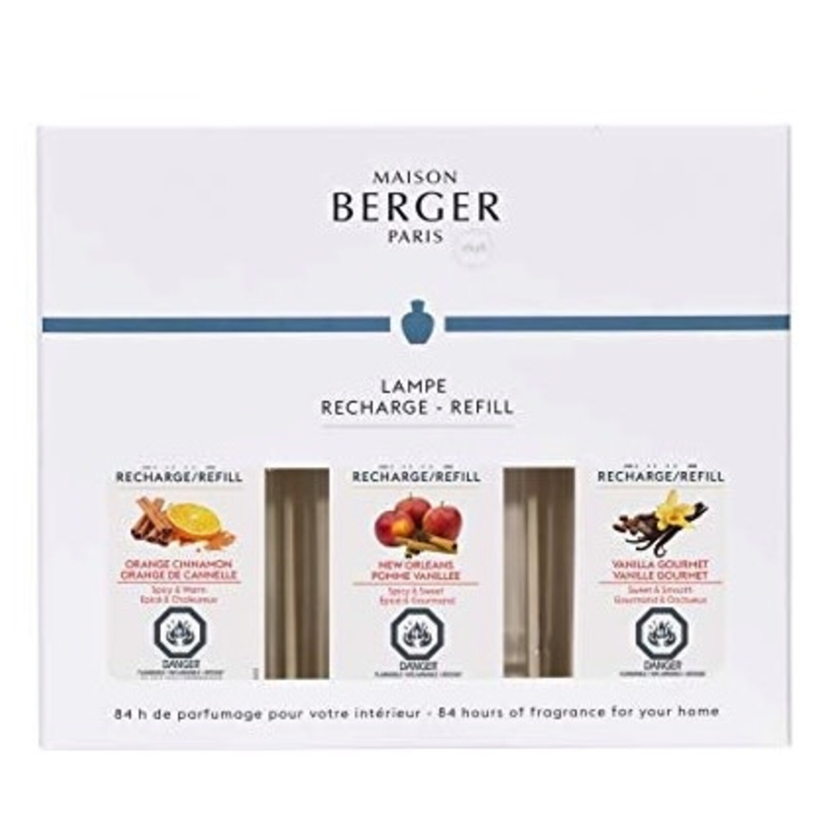 Maison Berger Paris Fresh Lamp Refill Trio Pack- Orange Cinnamon+New Orleans+ Vanilla Gourmet 3 X 250 ML
