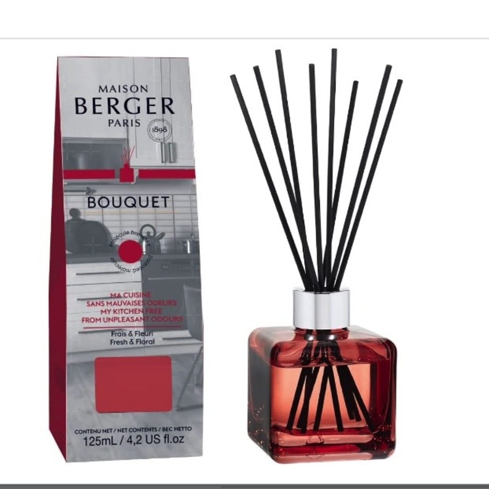 Maison Berger Paris Pre-filled Cube Reed Diffuser with Anti Unpleasant Kitchen Odors