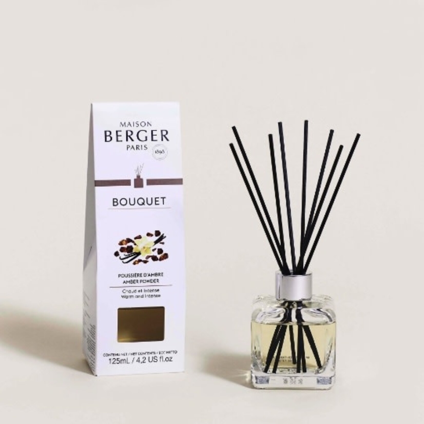 Maison Berger Paris Pre-filled Cube Reed Diffuser with AMBER POWDER