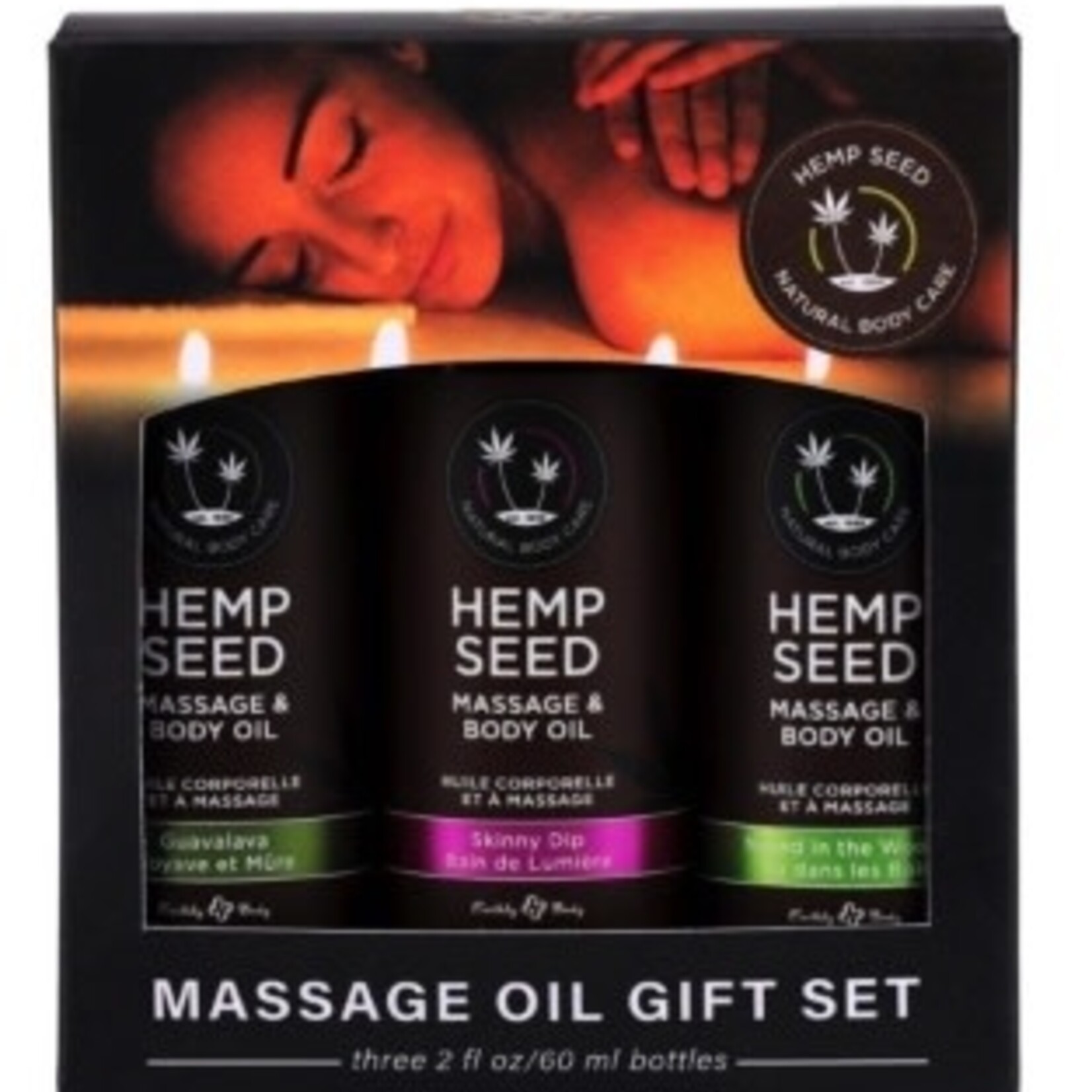 EARTHLY BODY Hemp Seed Massage Oil Trio Gift Set 2 fl oz