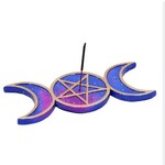 Faire Pentagram and Moon Galaxy Incense Plate Blue and Purple