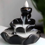 Faire Ceramic Wide Steps Back Flow Incense Burner Black