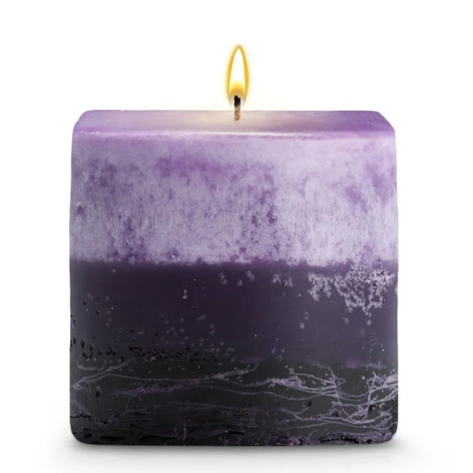 STONE CANDLES Stone Pillar Candle Lavender 3X3 SQ