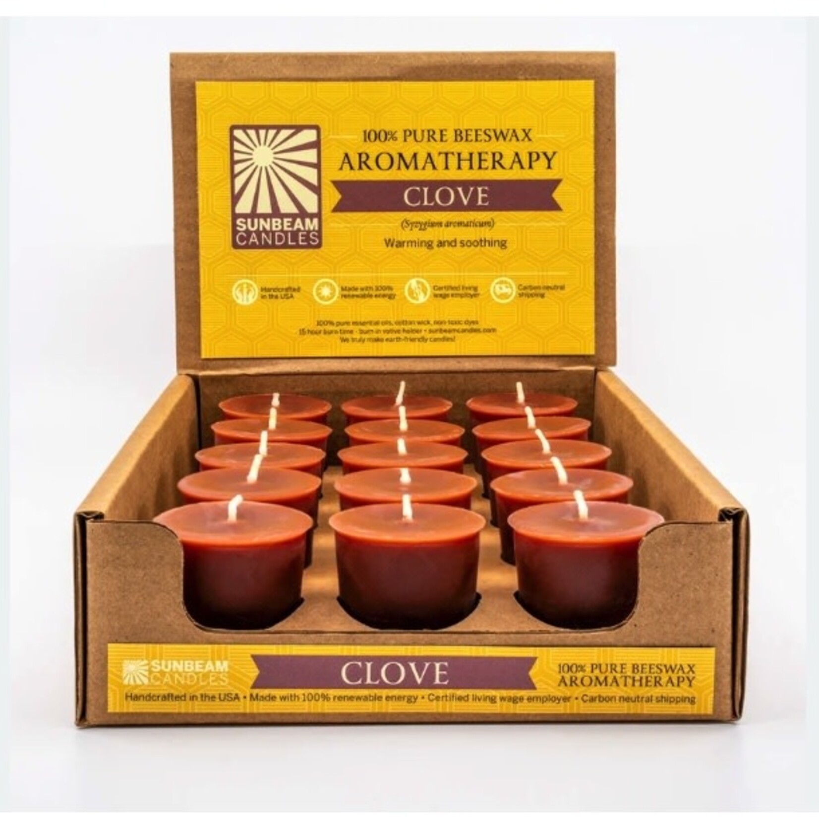 SUNBEAM CANDLES SUNBEAM CANDLES BEESWAX AROMATHERAPY CLOVE