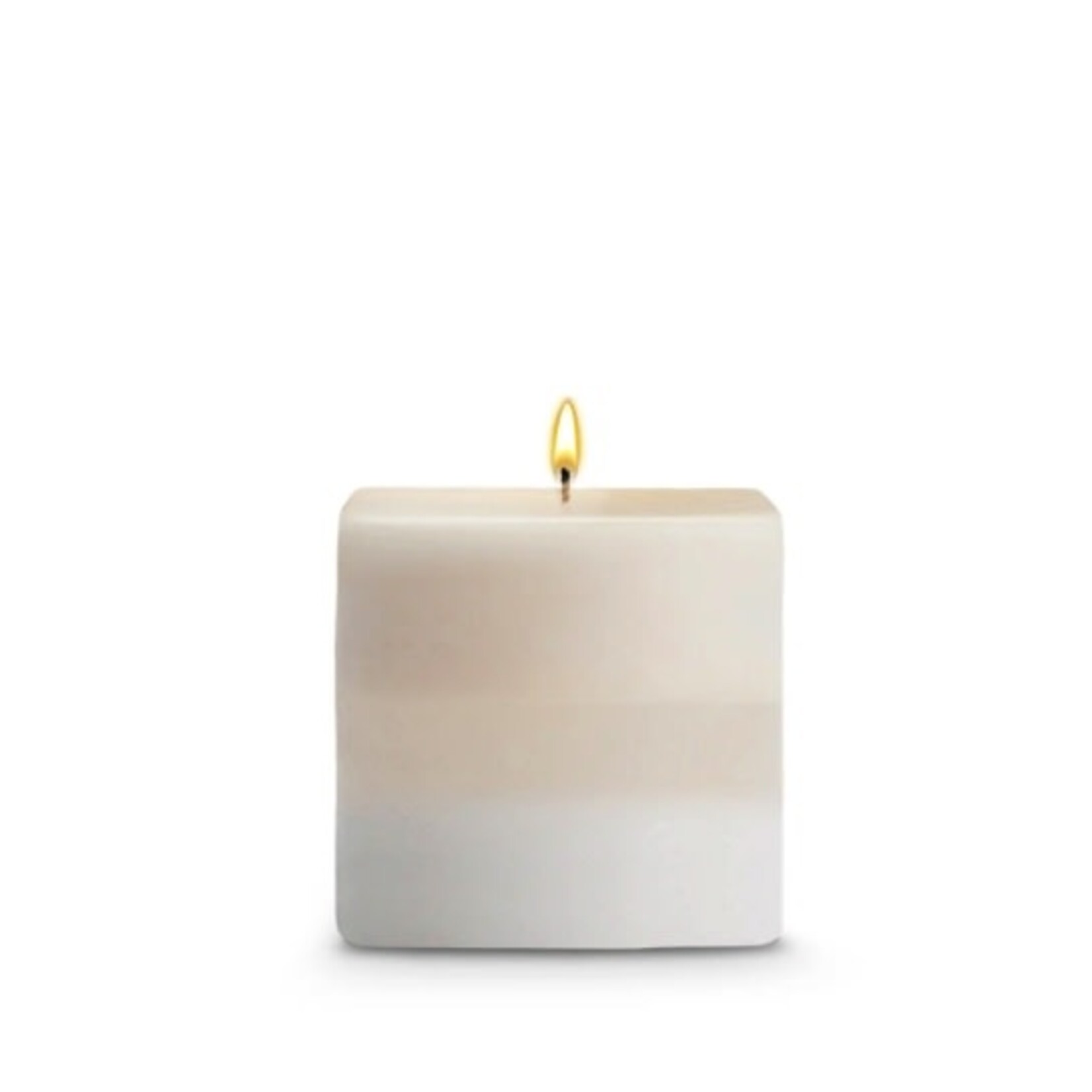 STONE CANDLES STONE PILLAR CANDLE 3X3 AMBER ROSE SQ
