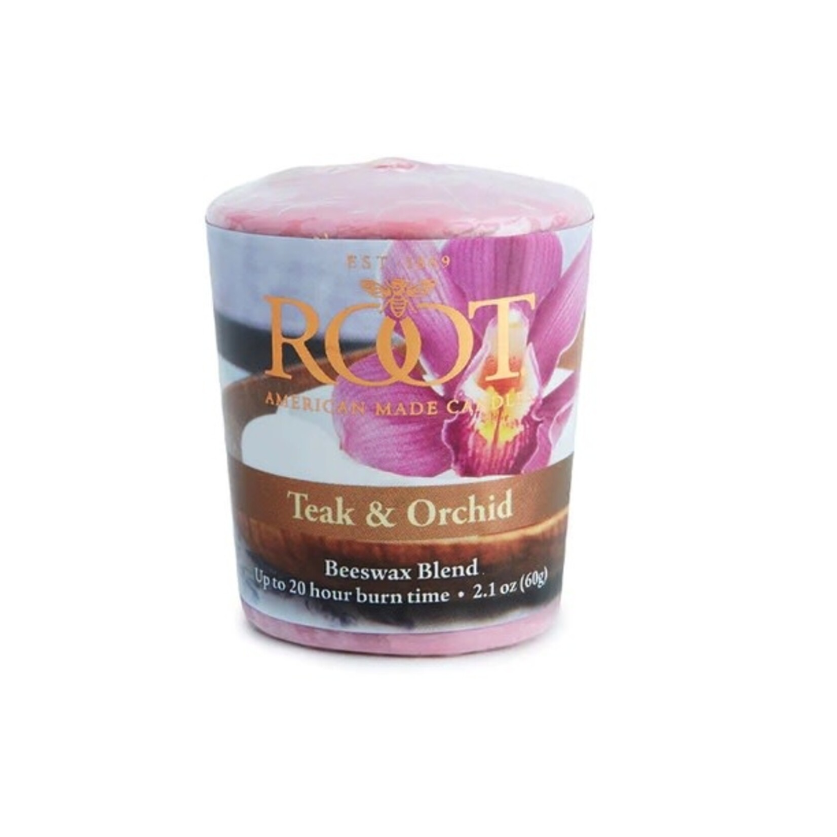 ROOT 20 HOUR VOTIVE TEAK & ORCHID