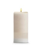 STONE CANDLES STONE PILLAR CANDLE 3X6 AMBER ROSE SQ