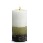 STONE CANDLES STONE PILLAR CANDLE 3X6 GREEN TEA FIG