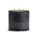 STONE CANDLES STONE PILLAR CANDLE 6X6 BLACK BAMBOO