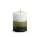 STONE CANDLES STONE PILLAR CANDLE 4X5 GREEN TEA FIG