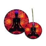 Faire Round Wooden Ash Catcher stand 4" 4 Pcs min 7 Chakras