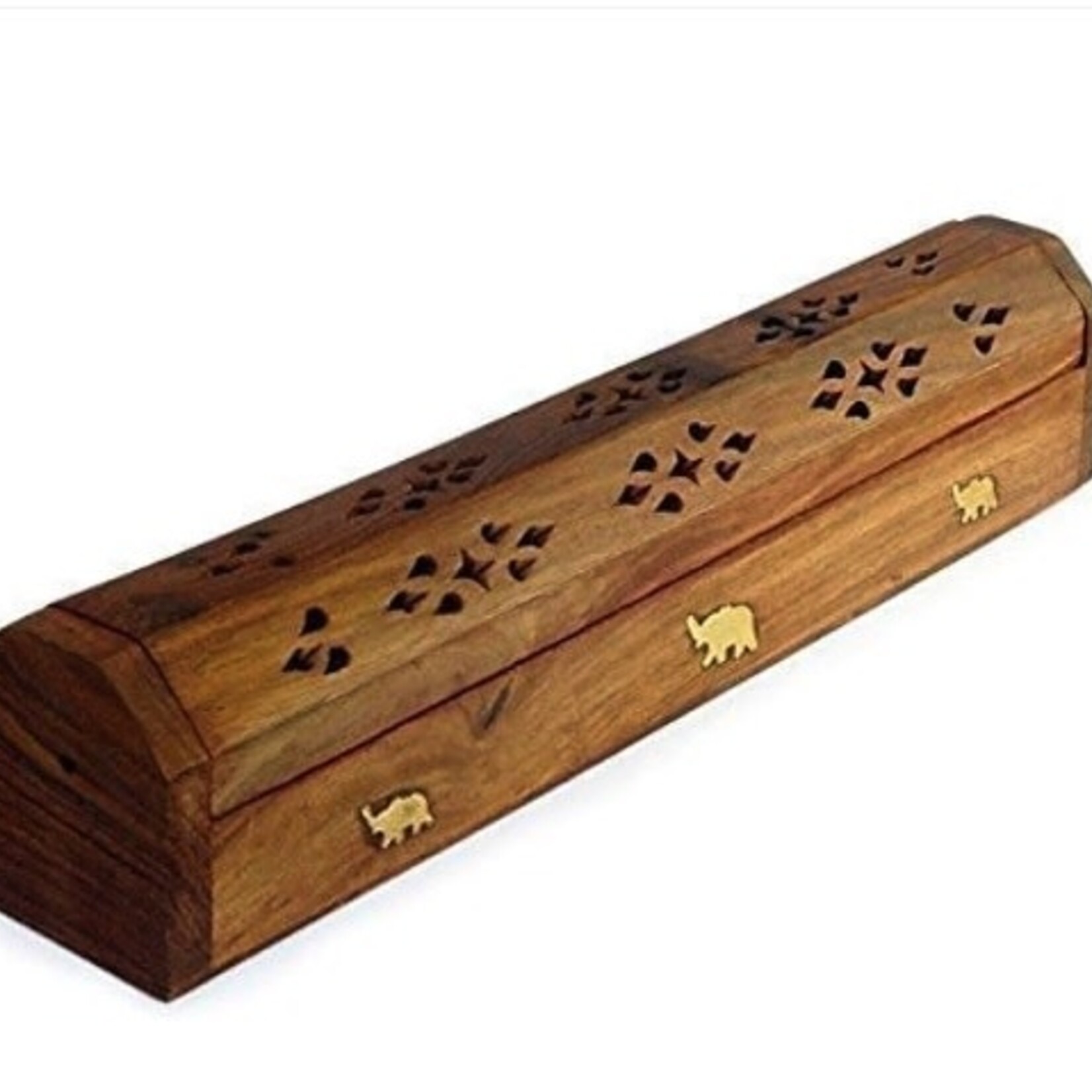 Faire INCENSE BURNER WOODEN COFFIN BOX ELEPHANT