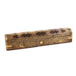 Faire INCENSE BURNER WOODEN COFFIN BOX MOON AND STARS