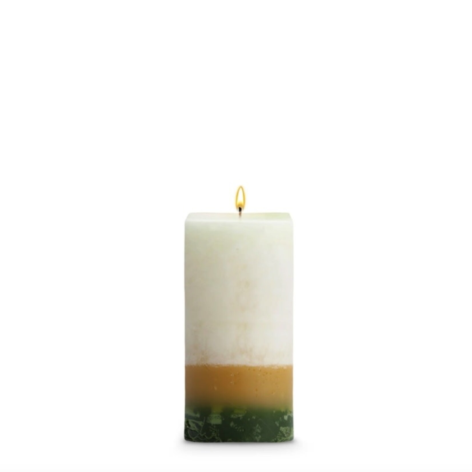 STONE CANDLES STONE PILLAR CANDLE 3X6 SQ GARDENIA
