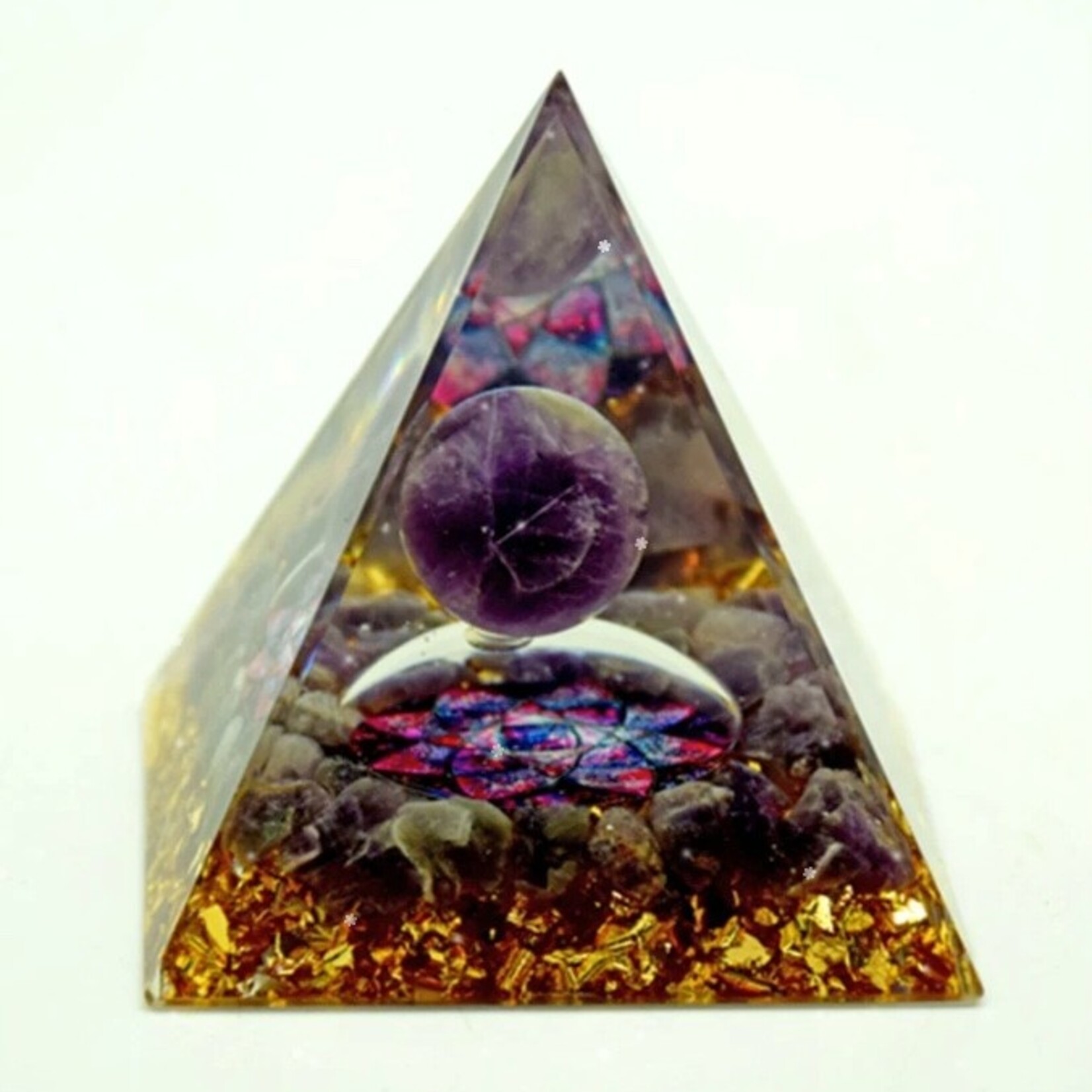 Faire Purple Moon with Lotus Design Orgonite Pyramid
