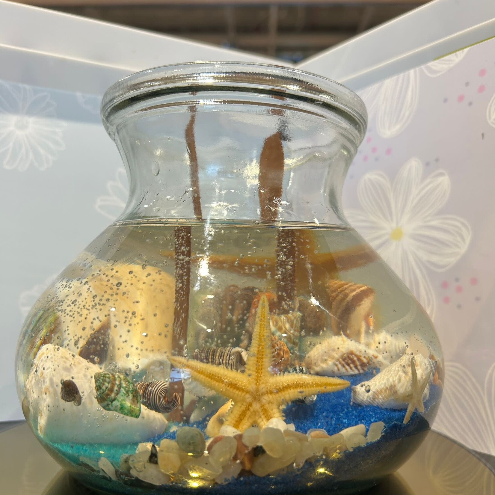 Candle Time Ocean Serenity Woodwick- Aqua Vase Jar