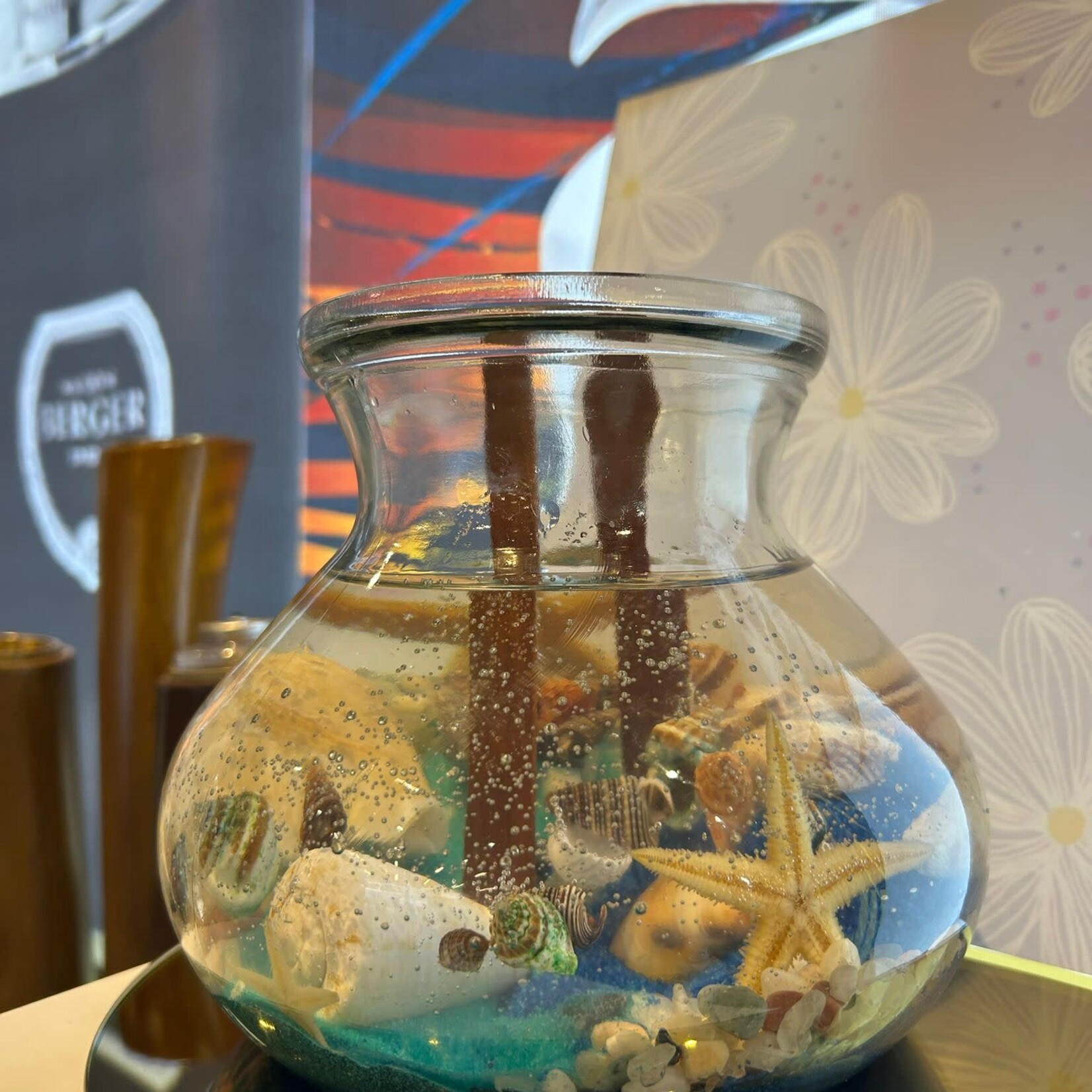 Candle Time Ocean Serenity Woodwick- Aqua Vase Jar
