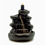 Faire Ceramic Wide Steps Back Flow Incense Burner Black